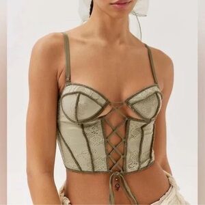 Urban Outfitters Olive Green Lace-Up Bustier